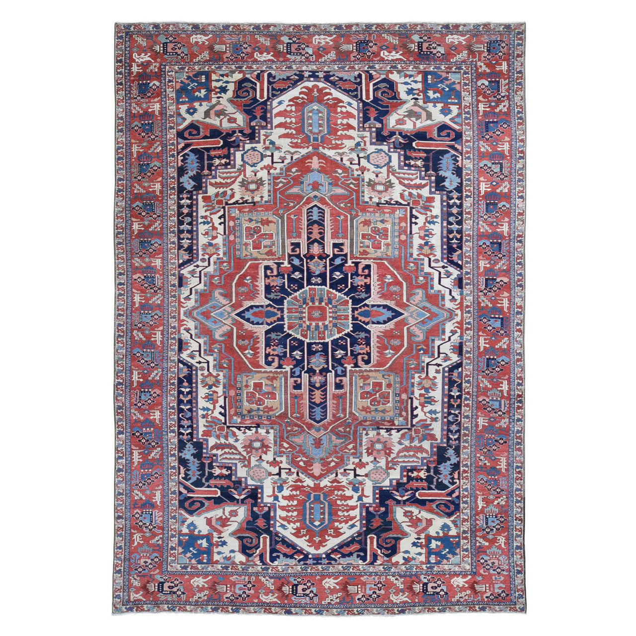 Ivory 8'10" x 12'5" Heriz Brick Hand knotted Wool Rug - Sku: O080305