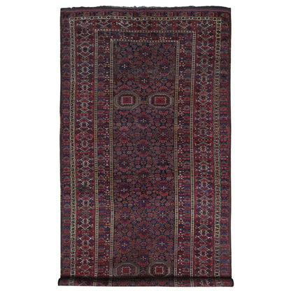 Antique Wool Hand Knotted Rug Blue Midnight Blue 10.4X21.0 -O080310