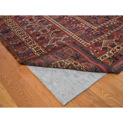 Antique Wool Hand Knotted Rug Blue Midnight Blue 10.4X21.0 -O080310