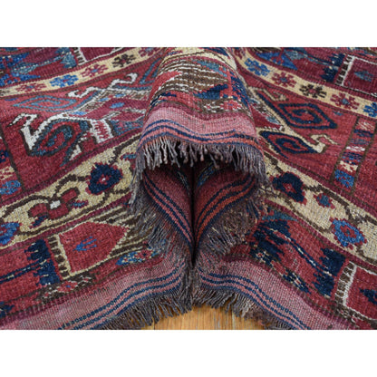 Antique Wool Hand Knotted Rug Blue Midnight Blue 10.4X21.0 -O080310