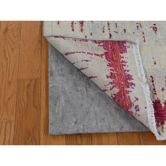 Modern and Contemporary Wool & Silk Hand Knotted Rug Beige No Border 2.0X3.3 -O080314