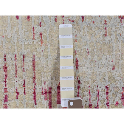 Modern and Contemporary Wool & Silk Hand Knotted Rug Beige No Border 2.0X3.3 -O080314