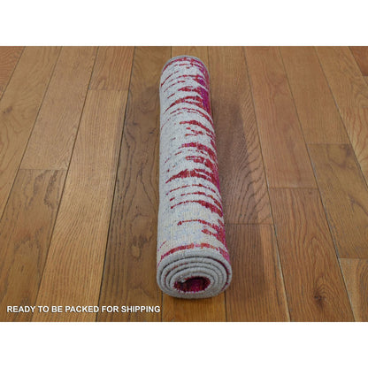 Modern and Contemporary Wool & Silk Hand Knotted Rug Beige No Border 2.0X3.3 -O080314