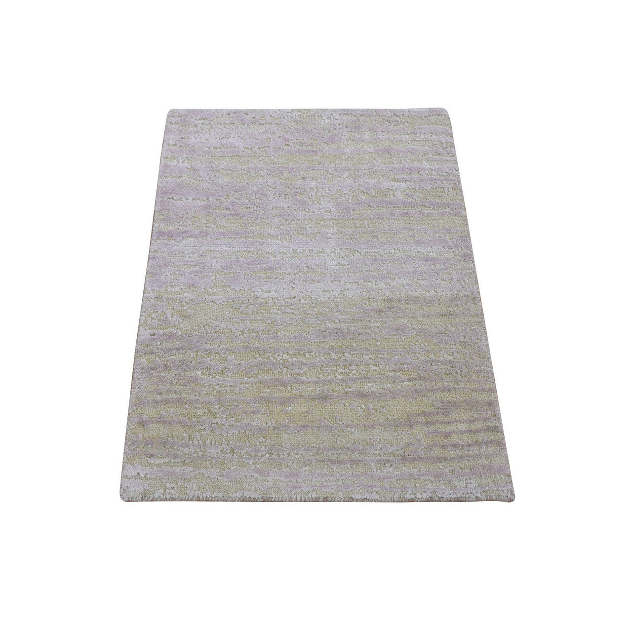 Green 2'0" x 3'0" Modern and Contemporary & Pure Hand knotted Wool/Silk Rug - Sku: O080315