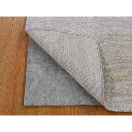 Modern and Contemporary Wool & Pure Silk Hand Knotted Rug Green No Border 2.0X3.0 -O080315