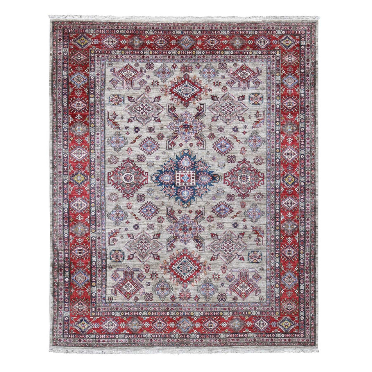 Beige 8'4" x 10'2" Kazak Hand knotted Wool Rug - Sku: O080323