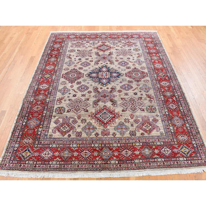 Kazak Wool Hand Knotted Rug Beige Red 8.4X10.2 -O080323