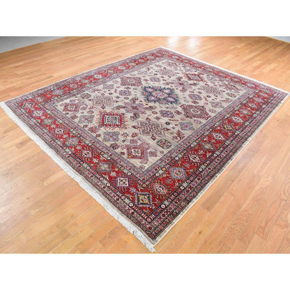 Kazak Wool Hand Knotted Rug Beige Red 8.4X10.2 -O080323