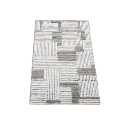 Modern and Contemporary Wool Hand Loomed Rug Grey No Border 2.0X3.0 -O080333