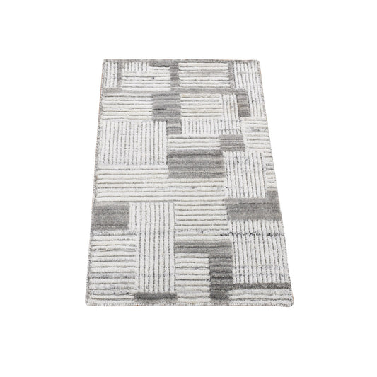 Modern and Contemporary Wool Hand Loomed Rug Grey No Border 2.0X3.0 -O080333