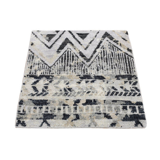 Modern and Contemporary Wool Hand Knotted Rug Grey No Border 3.0X3.1 -O080335