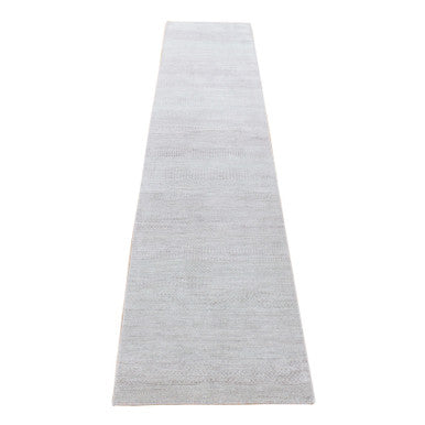 Modern and Contemporary Wool & Silk Hand Knotted Rug Grey No Border 2.6X11.3 -O080338