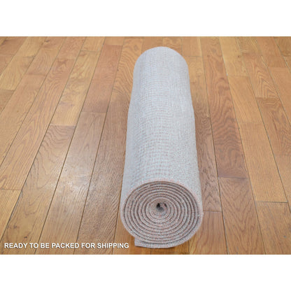 Modern and Contemporary Wool & Silk Hand Knotted Rug Grey No Border 2.6X11.3 -O080338