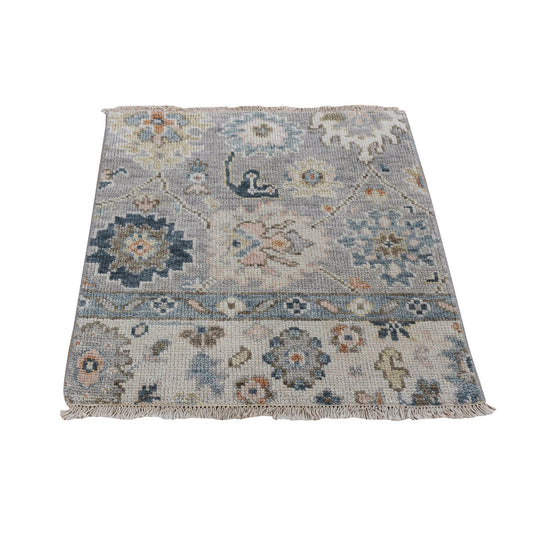 Oushak And Peshawar Wool Hand Knotted Rug Grey No Border 3.0X3.0 -O080342