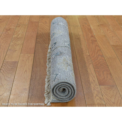 Oushak And Peshawar Wool Hand Knotted Rug Grey No Border 3.0X3.0 -O080342