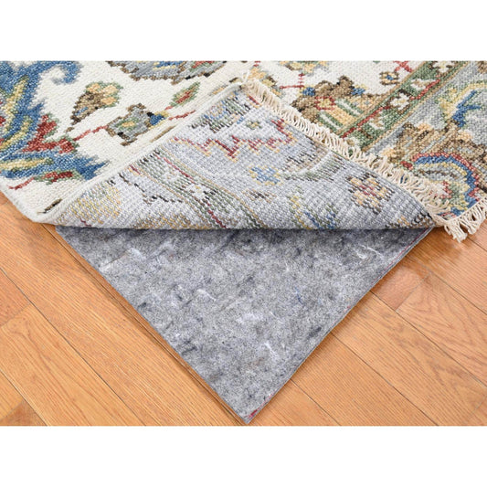 Oushak And Peshawar Wool Hand Knotted Rug Ivory No Border 3.0X3.0 -O080346