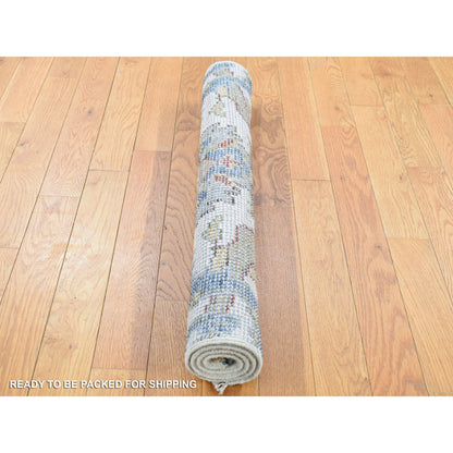 Oushak And Peshawar Wool Hand Knotted Rug Ivory No Border 3.0X3.0 -O080346