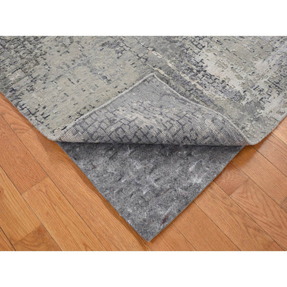 Modern and Contemporary Wool & Silk Hand Knotted Rug Grey No Border 3.0X3.0 -O080347