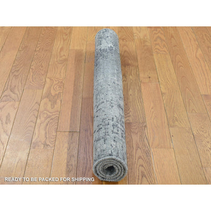 Modern and Contemporary Wool & Silk Hand Knotted Rug Grey No Border 3.0X3.0 -O080347