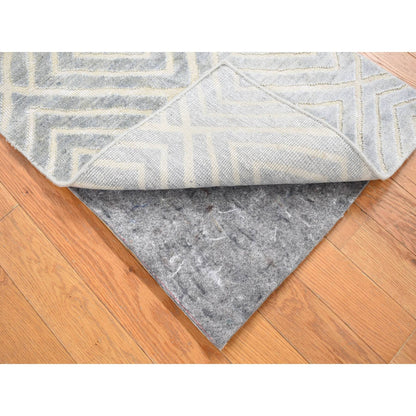 Modern and Contemporary Wool & Silk Hand Knotted Rug Grey No Border 2.0X3.0 -O080353