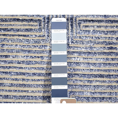 Modern and Contemporary Wool & Silk Hand Knotted Rug Blue No Border 2.0X3.0 -O080356