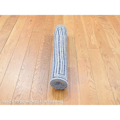 Modern and Contemporary Wool & Silk Hand Knotted Rug Blue No Border 2.0X3.0 -O080356