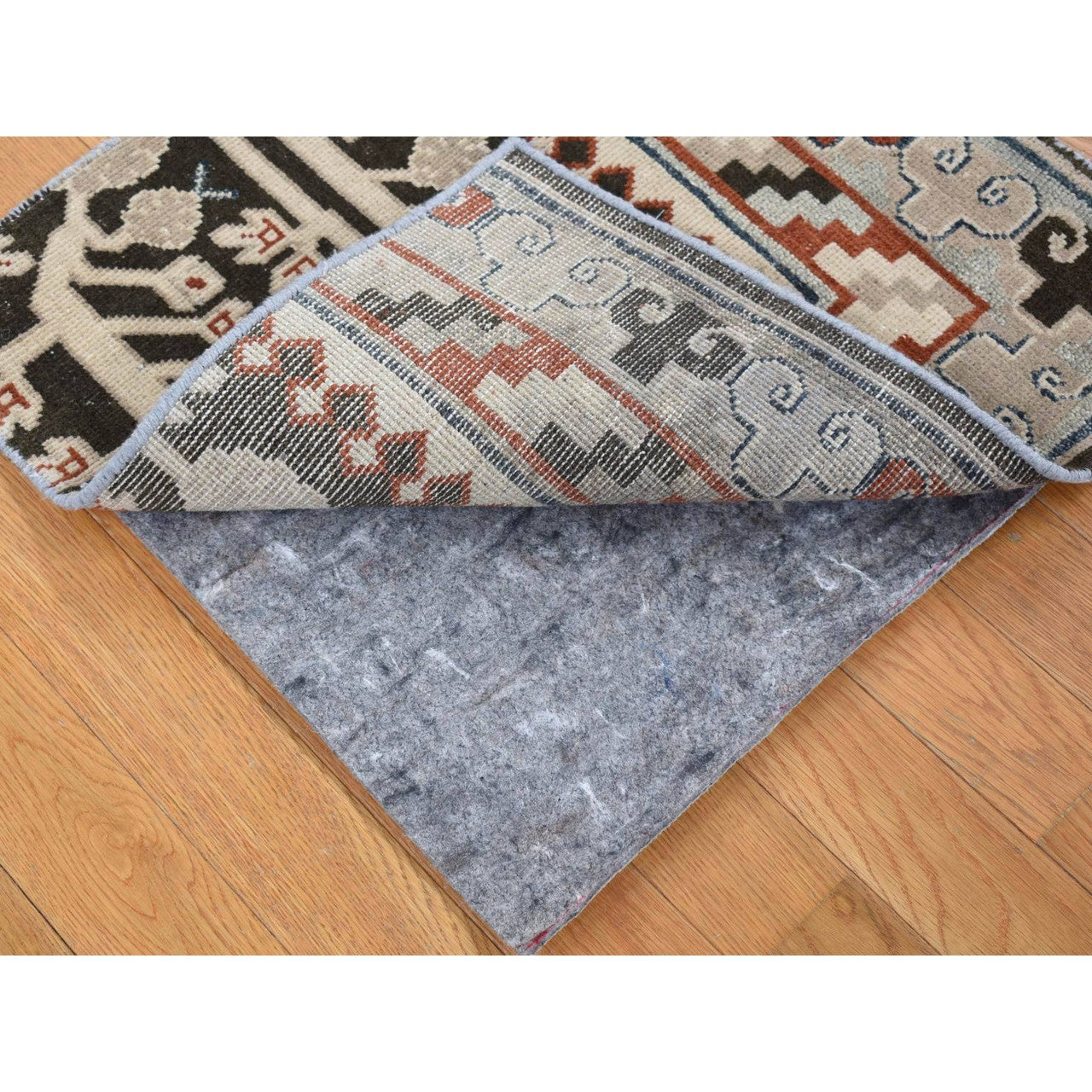 Brown 2'0" x 2'1" Khotan and Samarkand Hand knotted Wool Rug - Sku: O080357