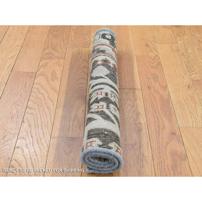 Khotan and Samarkand Wool Hand Knotted Rug Brown Gray 2.0X2.1 -O080357