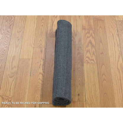 Modern and Contemporary Wool Hand Loomed Rug Black No Border 2.0X2.0 -O080361