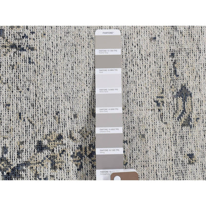 Modern and Contemporary Silk Hand Knotted Rug Ivory No Border 2.0X2.2 -O080364