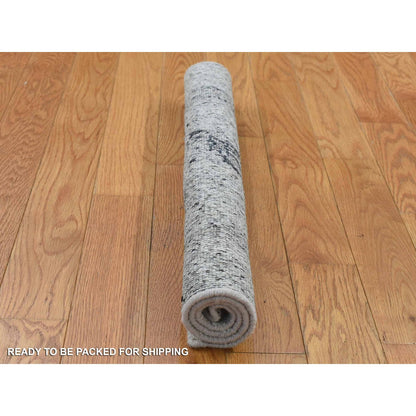 Modern and Contemporary Silk Hand Knotted Rug Ivory No Border 2.0X2.2 -O080364