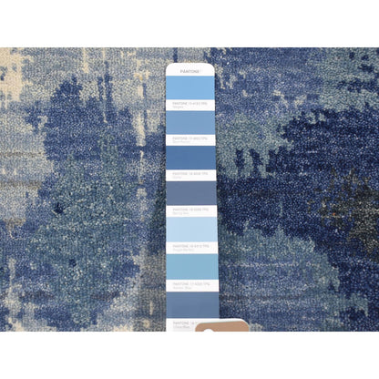 Modern and Contemporary Wool Hand Knotted Rug Blue No Border 2.0X3.0 -O080367