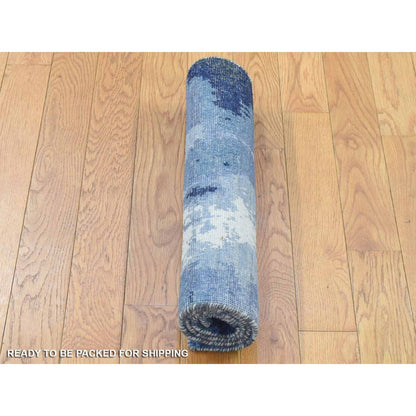 Modern and Contemporary Wool Hand Knotted Rug Blue No Border 2.0X3.0 -O080367