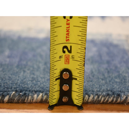 Modern and Contemporary Wool Hand Knotted Rug Blue No Border 2.0X3.0 -O080367