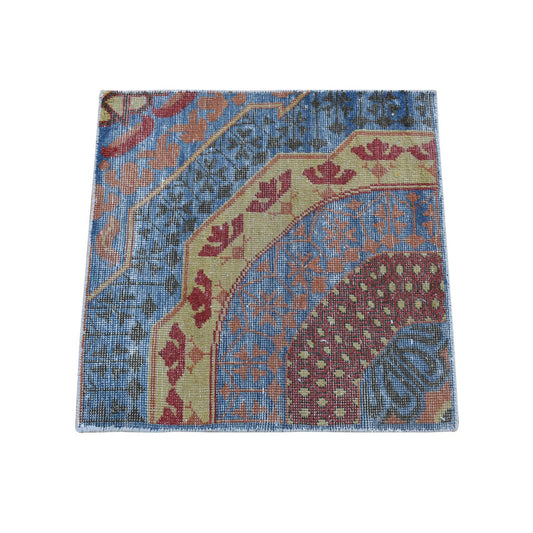 Mamluk Wool Hand Knotted Rug Blue No Border 2.0X2.1 -O080370