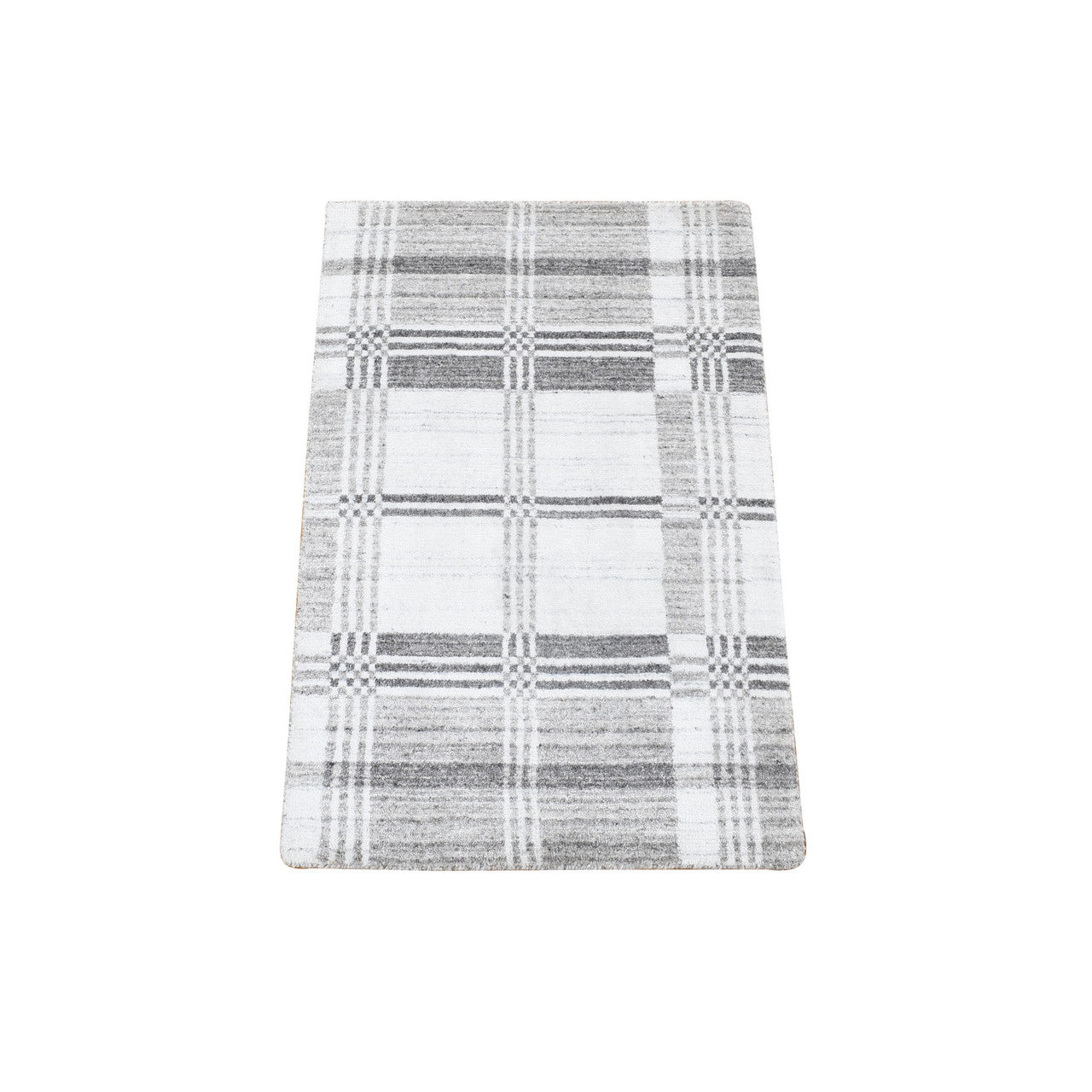 Ivory 2'0" x 3'0" Modern and Contemporary Handloom Wool Rug - Sku: O080371