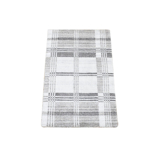 Modern and Contemporary Wool Hand Loomed Rug Ivory No Border 2.0X3.0 -O080371