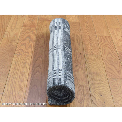 Modern and Contemporary Wool Hand Loomed Rug Grey No Border 1.10X2.10 -O080372