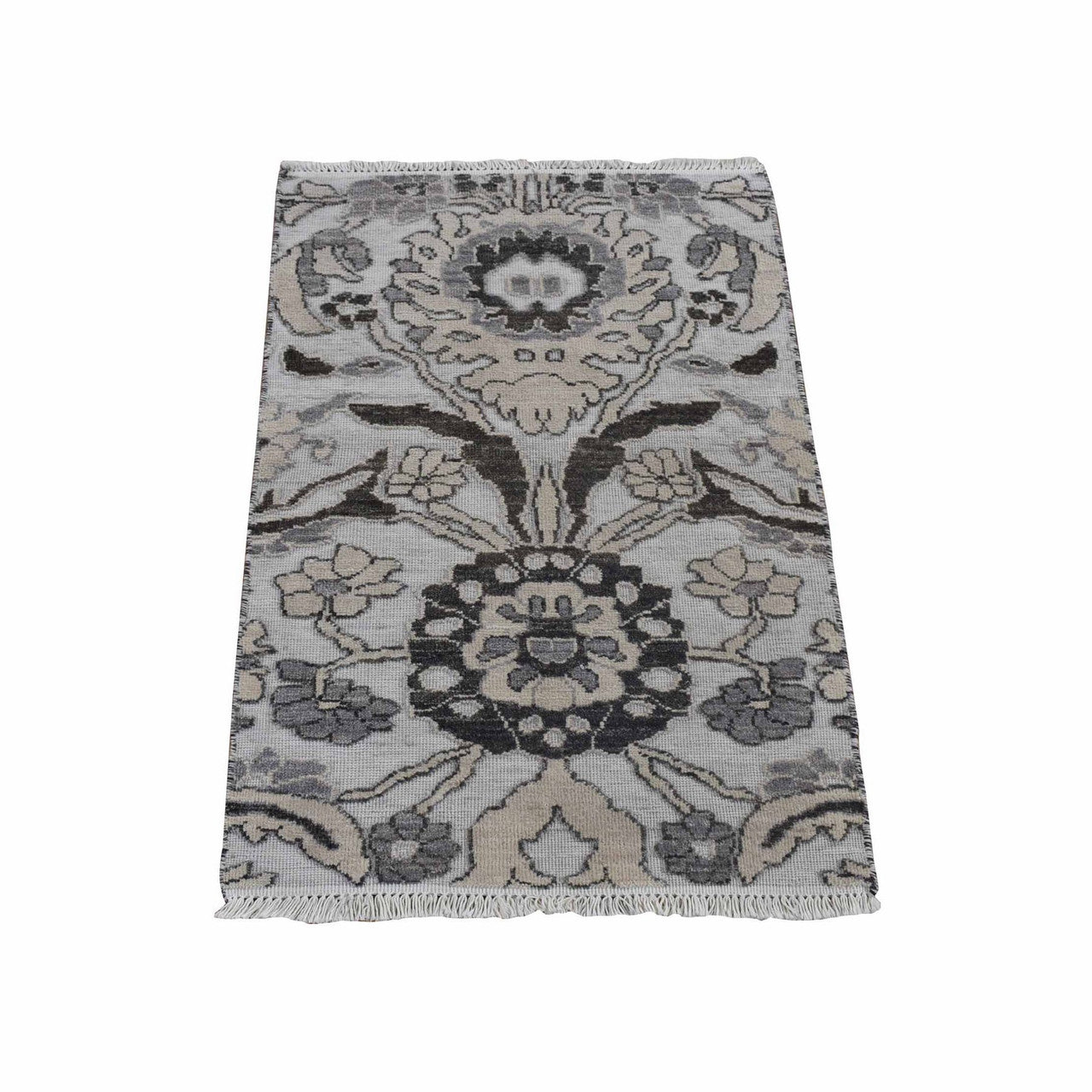 Ivory 2'1" x 3'1" Oushak And Peshawar Hand knotted Wool Rug - Sku: O080377