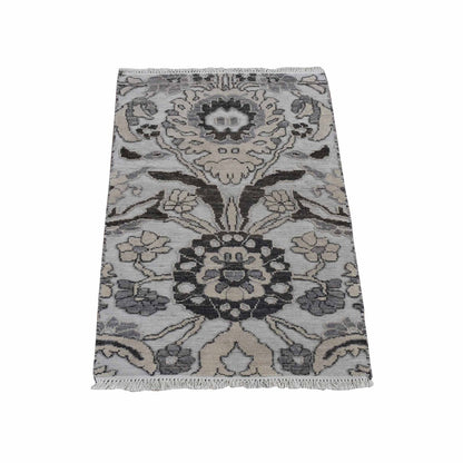 Oushak And Peshawar Wool Hand Knotted Rug Ivory No Border 2.1X3.1 -O080377