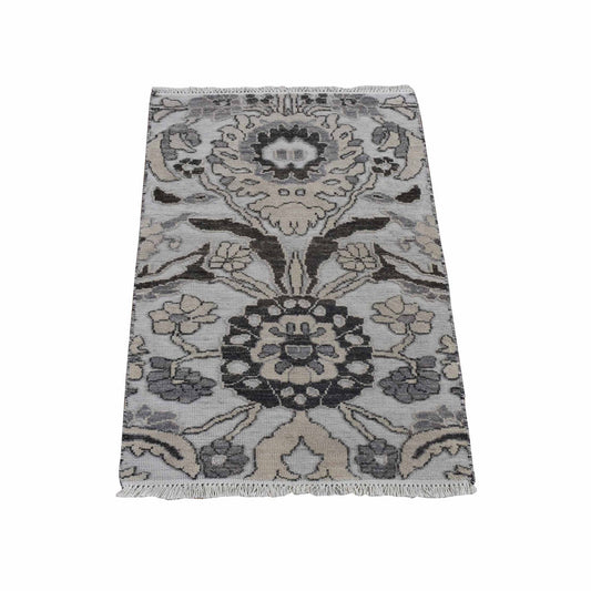 Oushak And Peshawar Wool Hand Knotted Rug Ivory No Border 2.1X3.1 -O080377