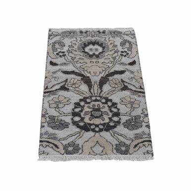 Oushak And Peshawar Wool Hand Knotted Rug Ivory No Border 2.1X3.1 -O080377