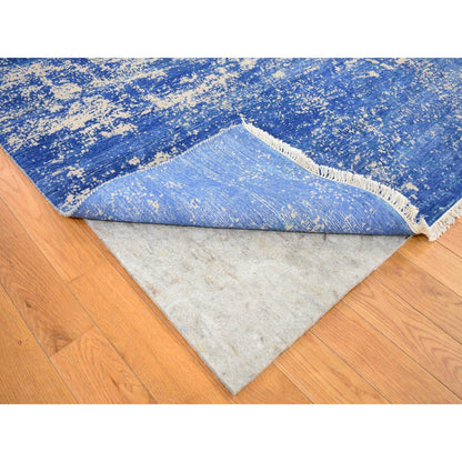 Modern and Contemporary Wool & Silk Hand Knotted Rug Blue No Border 8.1X9.10 -O080379