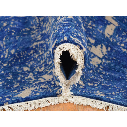 Modern and Contemporary Wool & Silk Hand Knotted Rug Blue No Border 8.1X9.10 -O080379