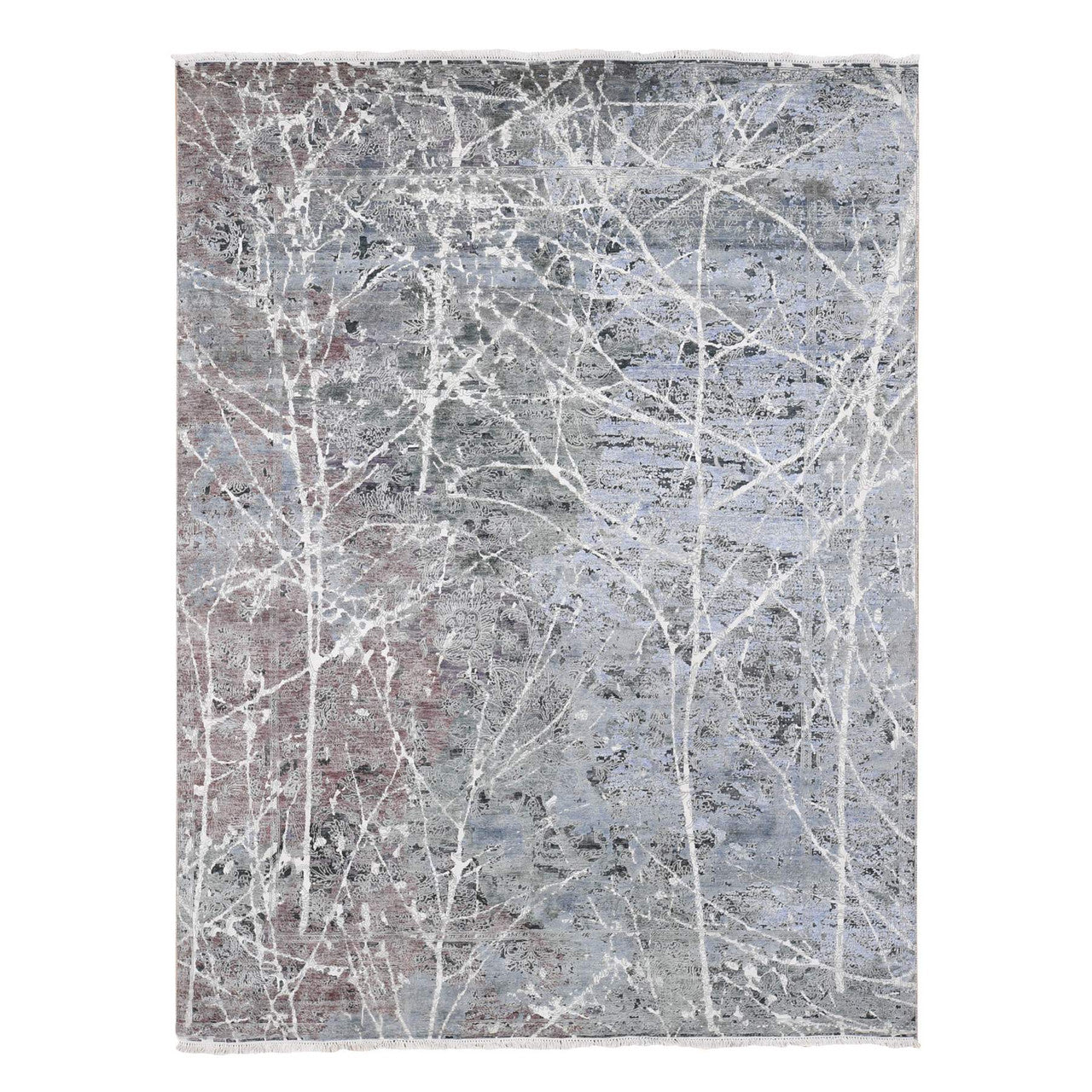Gray 7'7" x 10'1" Modern and Contemporary Hand knotted Wool/Silk Rug - Sku: O080380
