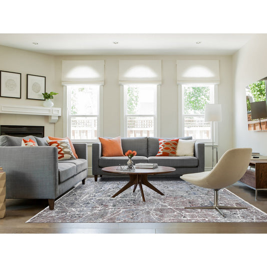 Modern and Contemporary Wool & Silk Hand Knotted Rug Grey No Border 7.7X10.1 -O080380