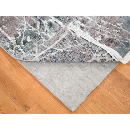 Modern and Contemporary Wool & Silk Hand Knotted Rug Grey No Border 7.7X10.1 -O080380