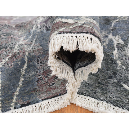 Modern and Contemporary Wool & Silk Hand Knotted Rug Grey No Border 7.7X10.1 -O080380