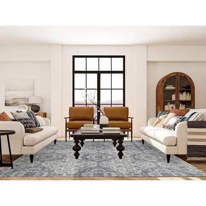 Tribal & Geometric Wool & Silk Hand Knotted Rug Ivory No Border 7.9X10.0 -O080382