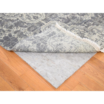 Tribal & Geometric Wool & Silk Hand Knotted Rug Ivory No Border 7.9X10.0 -O080382